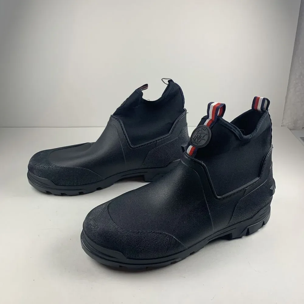 Tommy Hilfiger Candid Rain Boots Womens Size 11 Navy Casual Pull-On Ankle Boots‎